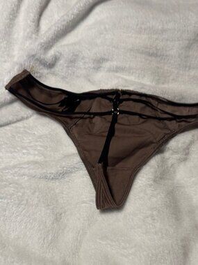 Victoria's Secret Brown Lace Panties G-String 3-Strap No coverage